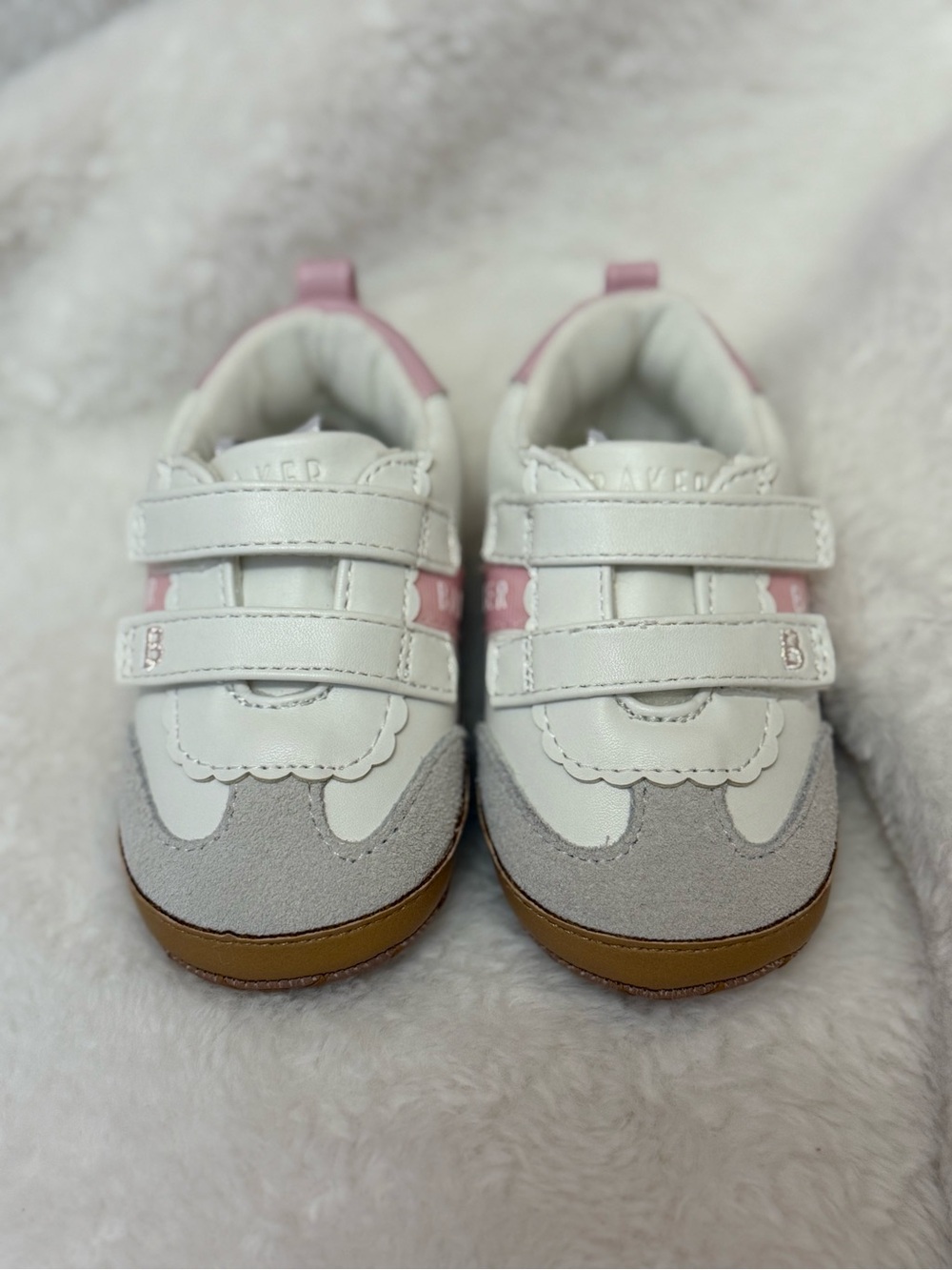 Ted Baker Baby/Toddler White & Pink Sneakers with Gray Accents